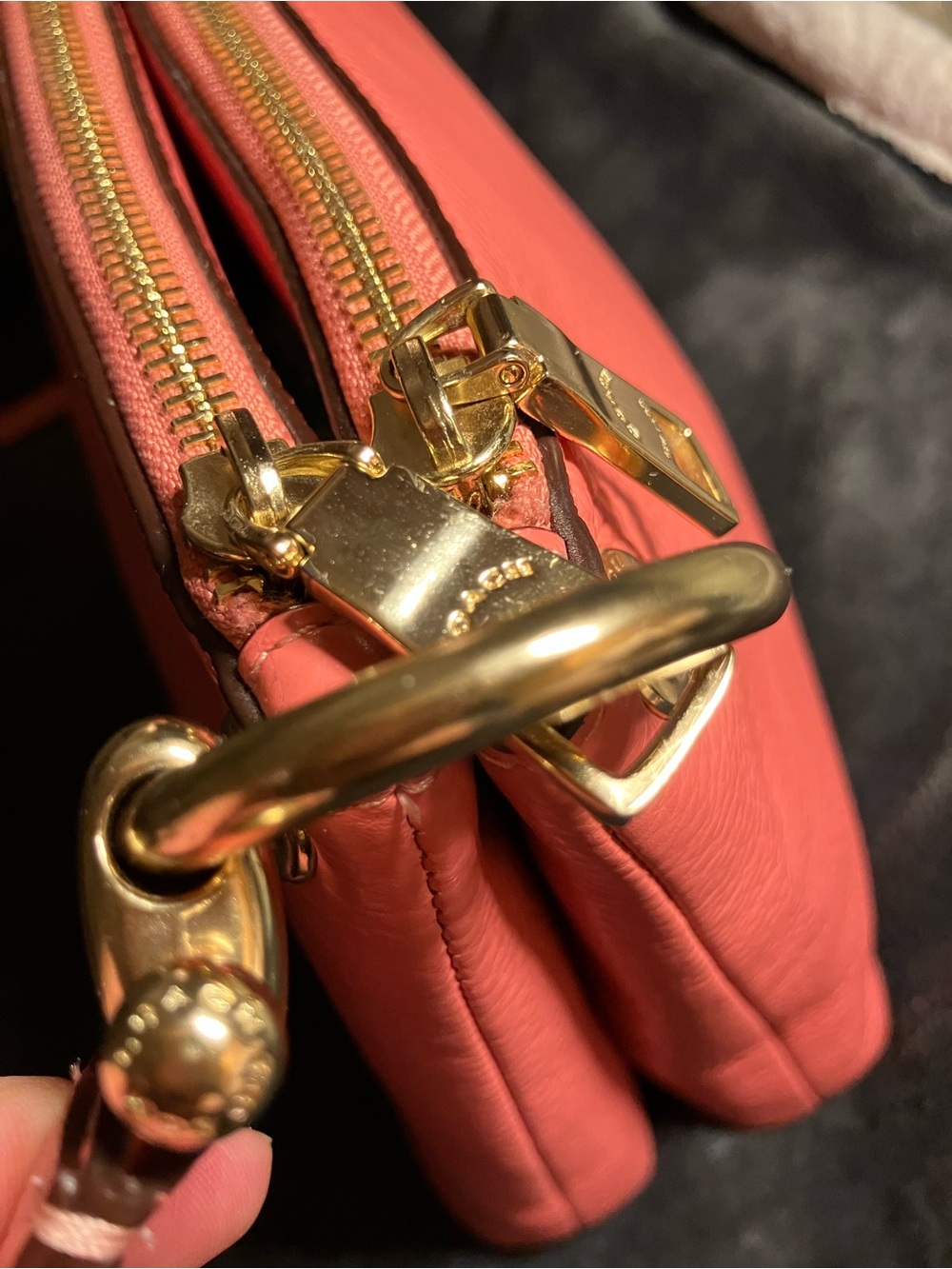 Coach Pebbled Leather Mia Crossbody Bag in Coral - Picture 8 of 15